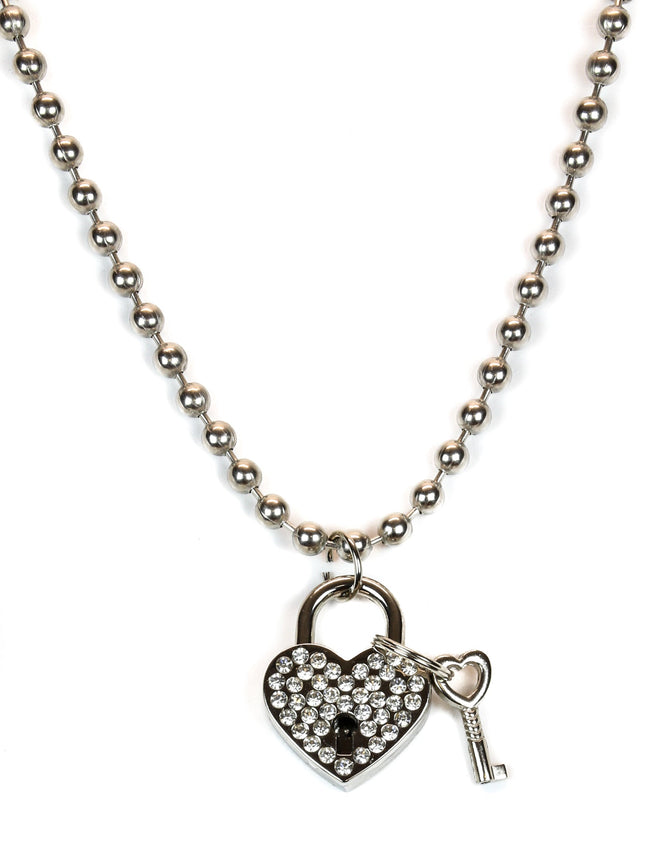 FC956HT BALL CHAIN HEART PADLOCK NECKLACE