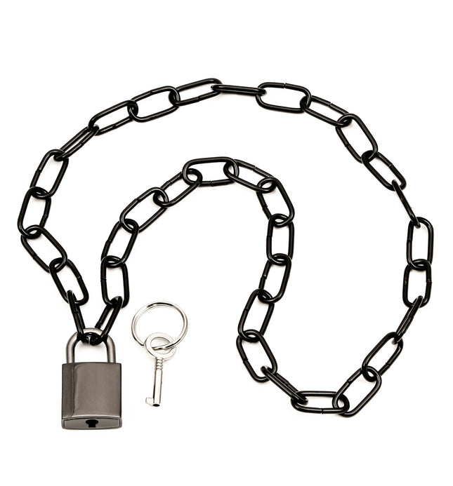 FC962SQ BLACK SQUARE CHAIN SQUARE LOCK PENDANT WITH KEYS