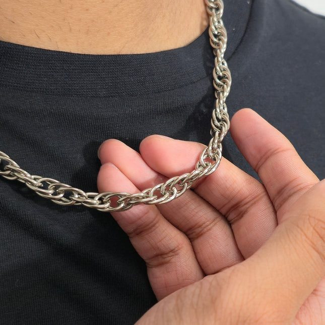 FCK964PLAIN  OVAL MULTI RING LINK CHAIN NECKLACE