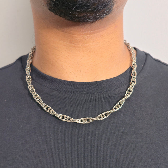 FCK964PLAIN  OVAL MULTI RING LINK CHAIN NECKLACE