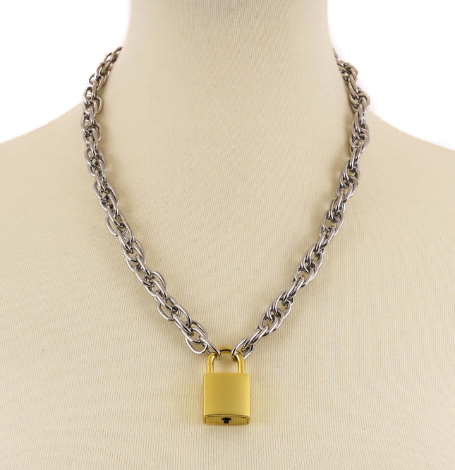 FC964SQ ROPE LINK CHAIN SQUARE LOCK PENDANT WITH KEYS