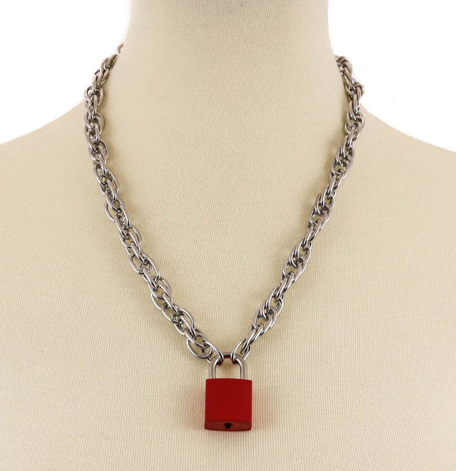 FC964SQ ROPE LINK CHAIN SQUARE LOCK PENDANT WITH KEYS
