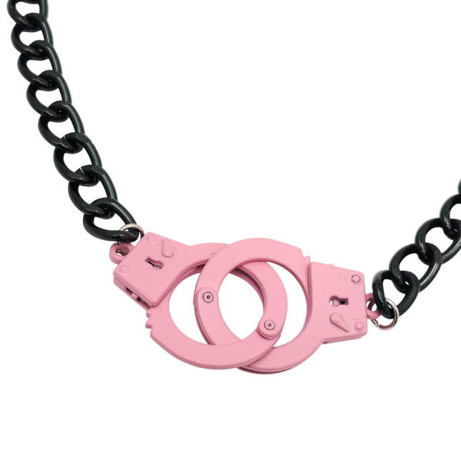 FC990-BS  ALUMINUM CHAIN HANDCUFF NECKLACE