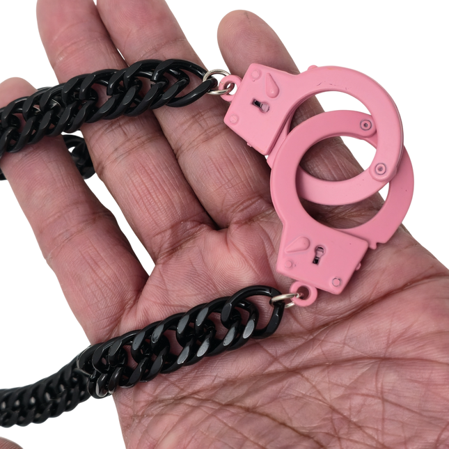 FC990DDC-BS  STEEL CUBAN CHAIN HANDCUFF NECKLACE