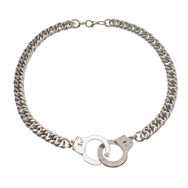FC990DDC  STEEL CUBAN CHAIN HANDCUFF NECKLACE