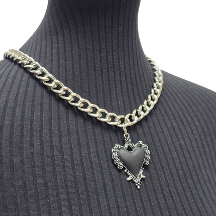 FC993R STEEL REGULAR CHAIN ROSE HEART THORNE PENDANT