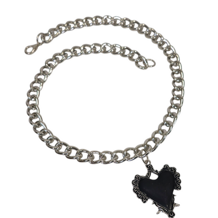 FC993R STEEL REGULAR CHAIN ROSE HEART THORNE PENDANT