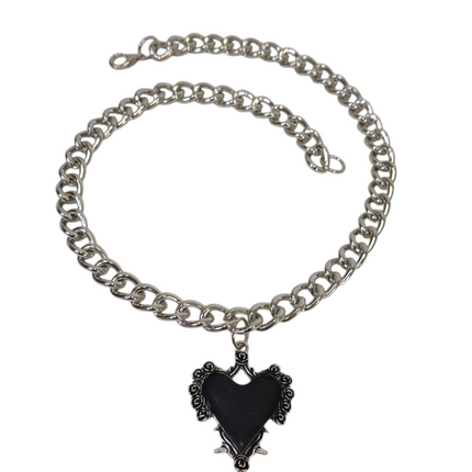 FC993R STEEL REGULAR CHAIN ROSE HEART THORNE PENDANT