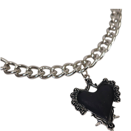 FC993R STEEL REGULAR CHAIN ROSE HEART THORNE PENDANT