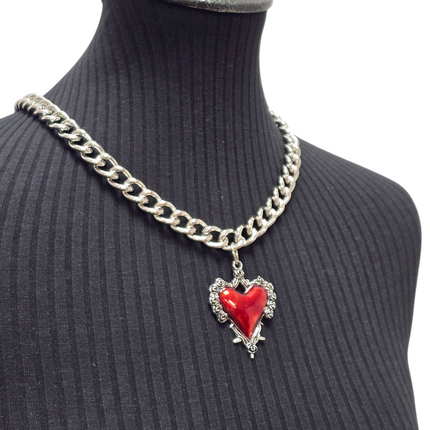 FC993R STEEL REGULAR CHAIN ROSE HEART THORNE PENDANT