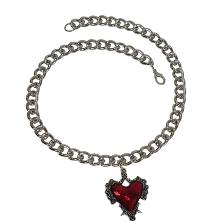 FC993R STEEL REGULAR CHAIN ROSE HEART THORNE PENDANT