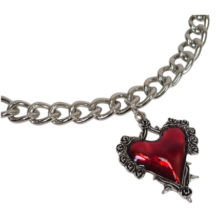 FC993R STEEL REGULAR CHAIN ROSE HEART THORNE PENDANT