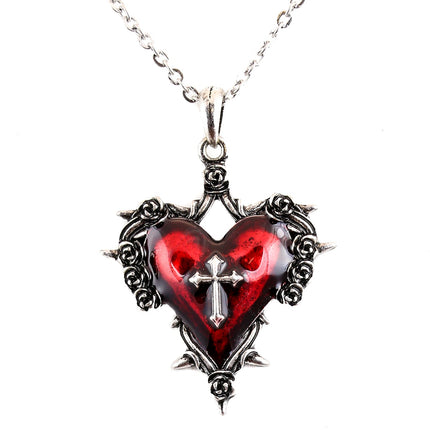 FC994 SPIKED HEART WITH CROSS DESIGN PENDANT CHAIN