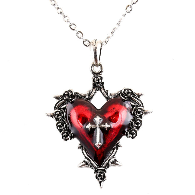 FC994 SPIKED HEART WITH CROSS DESIGN PENDANT CHAIN