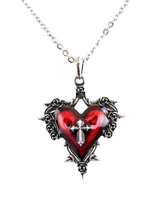 FC994 SPIKED HEART WITH CROSS DESIGN PENDANT CHAIN