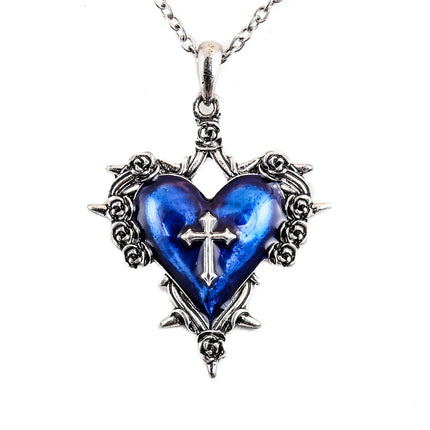 FC994 SPIKED HEART WITH CROSS DESIGN PENDANT CHAIN