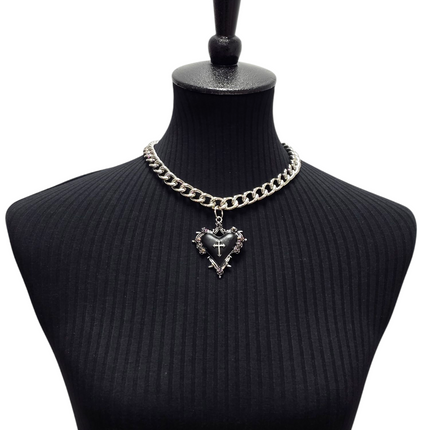 FC994R  CROSS STEEL REGULAR CHAIN ROSE HEART THORNE PENDANT