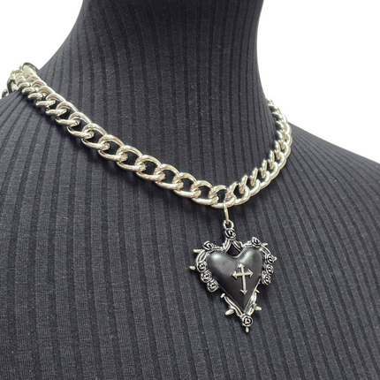 FC994R  CROSS STEEL REGULAR CHAIN ROSE HEART THORNE PENDANT