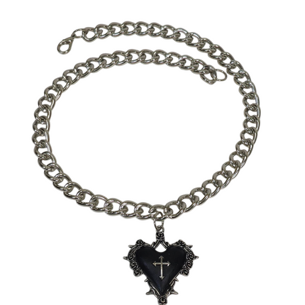 FC994R  CROSS STEEL REGULAR CHAIN ROSE HEART THORNE PENDANT