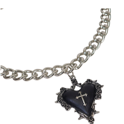 FC994R  CROSS STEEL REGULAR CHAIN ROSE HEART THORNE PENDANT
