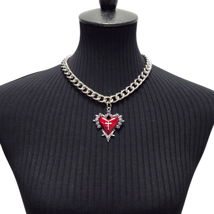 FC994R  CROSS STEEL REGULAR CHAIN ROSE HEART THORNE PENDANT