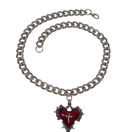 FC994R  CROSS STEEL REGULAR CHAIN ROSE HEART THORNE PENDANT