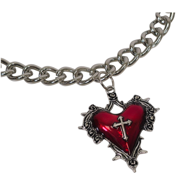 FC994R  CROSS STEEL REGULAR CHAIN ROSE HEART THORNE PENDANT