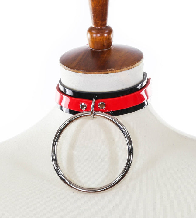 FCK104P LARGE RING PATENT LEATHER CHOKER