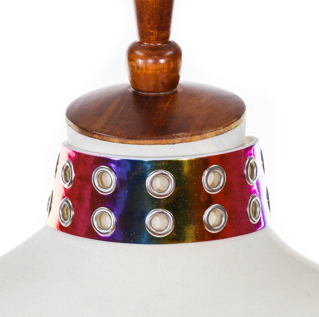 FCK105RAINBOW 2 ROW EYELET RAINBOW CHOKER