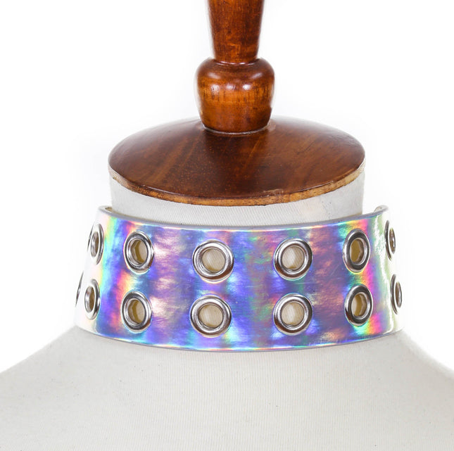 FCK105RAINBOW 2 ROW EYELET RAINBOW CHOKER
