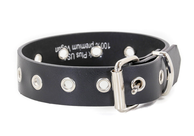 FCK107  GENUINE LEATHER  GROMMET EYELET CHOKER
