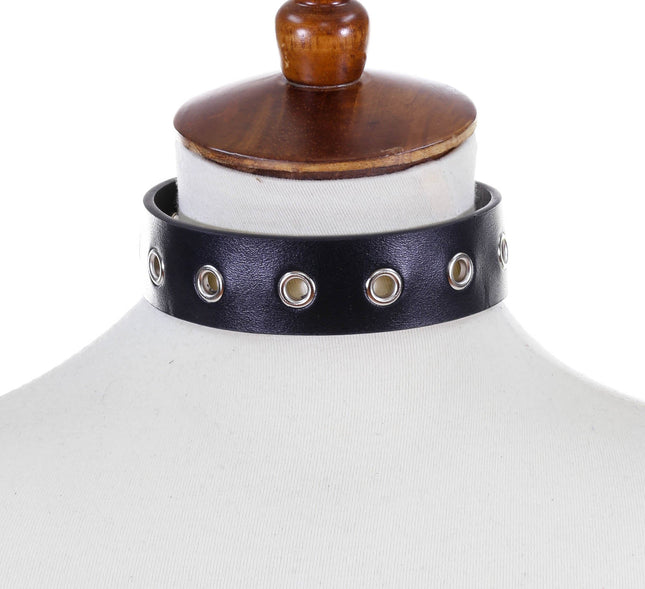 FCK107  VEGAN LEATHER  GROMMET EYELET CHOKER