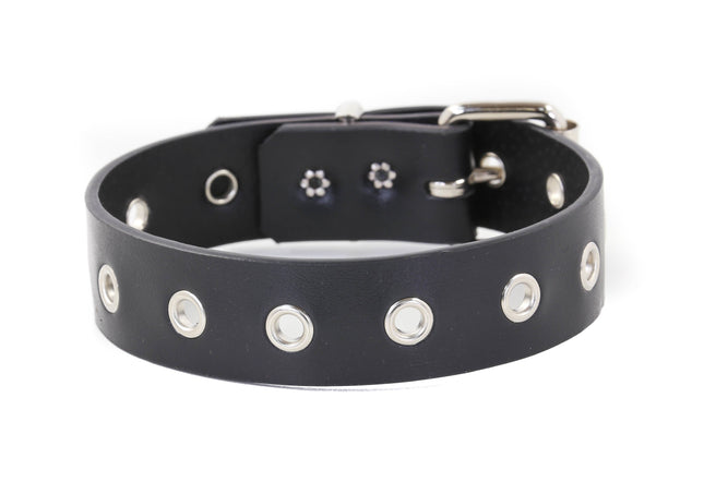 FCK107  GENUINE LEATHER  GROMMET EYELET CHOKER