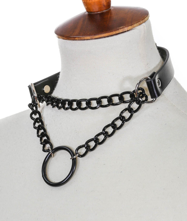 FCK110 RING CHIAN CHOKE LEASH CHOKER NECKLACE