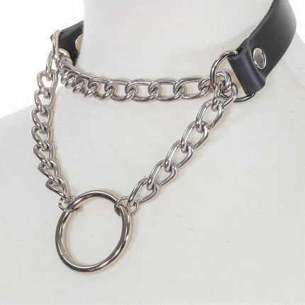 FCK110 RING CHIAN CHOKE LEASH CHOKER NECKLACE