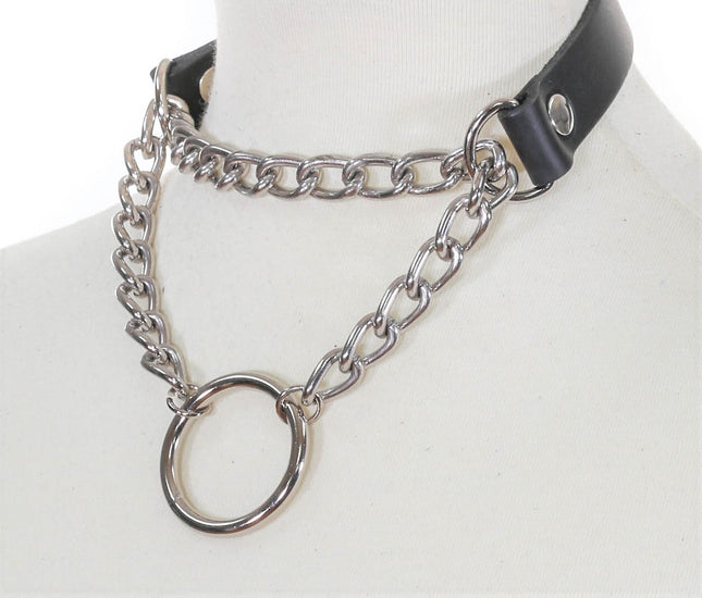 FCK110 RING CHIAN CHOKE LEASH CHOKER NECKLACE