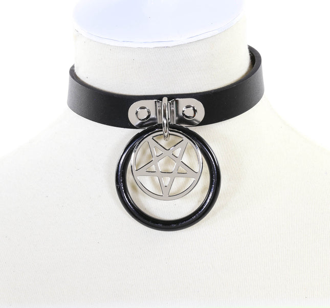 FCK115 HANGING RING PENTAGRAM CHOKER