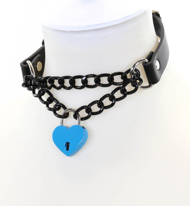 FCK123HT DOUBLE CHAIN HEART LOCK CHOKER