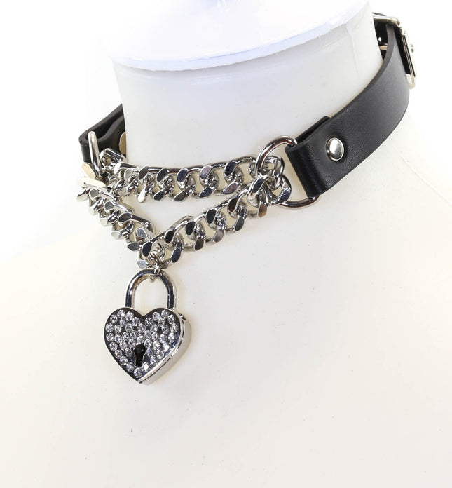 FCK125HT DOUBLE CHAIN HEART LOCK CHOKER