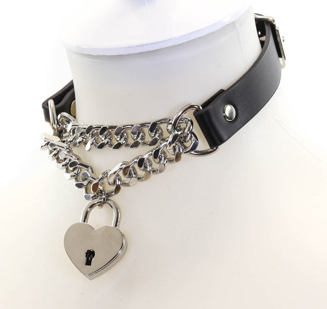 FCK125HT DOUBLE CHAIN HEART LOCK CHOKER