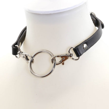 FCK127 '-O- RING LATCH LEATHER CHOKER