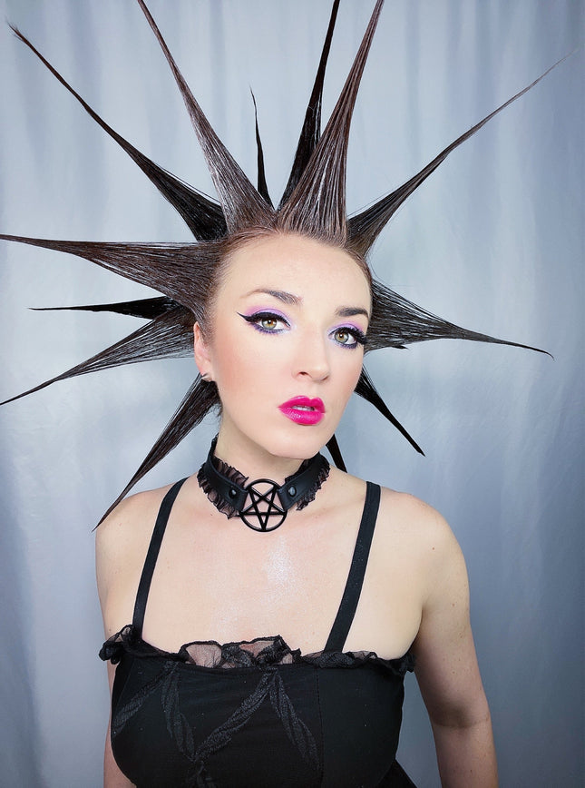 FCK128 SMALL PENTAGRAM LACE WRAPPED CHOKER