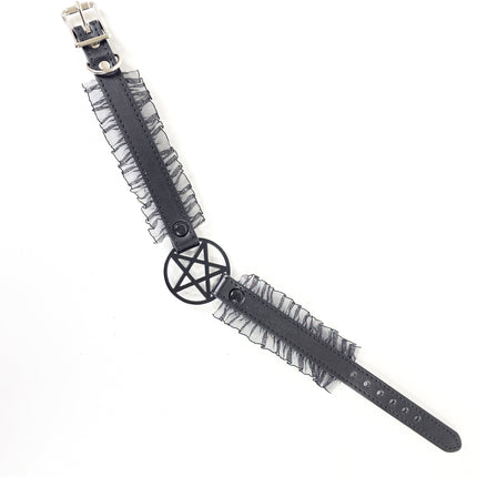 FCK130 PENTAGRAM LACE TRIM GOTH COLLAR