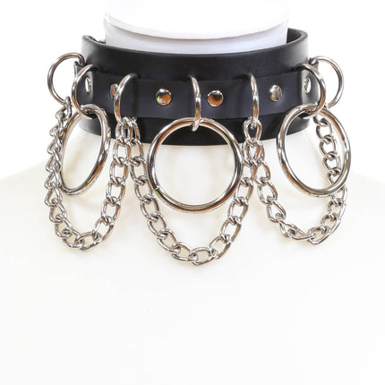 FCK134  VEGAN  1 3/4" WIDE CHAIN RING BONDAGE CHOKER