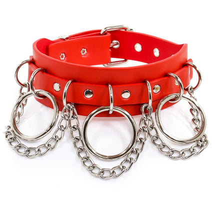 FCK134  VEGAN  1 3/4" WIDE CHAIN RING BONDAGE CHOKER