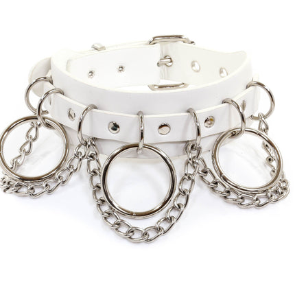 FCK134  VEGAN  1 3/4" WIDE CHAIN RING BONDAGE CHOKER