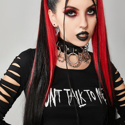 FCK134  VEGAN  1 3/4" WIDE CHAIN RING BONDAGE CHOKER