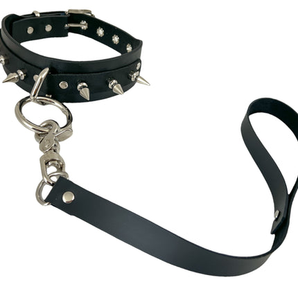 FCK135LEASH SPIKE O RING BIONDAGE LEASH COLLAR