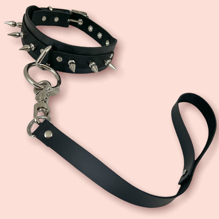 FCK135LEASH SPIKE O RING BIONDAGE LEASH COLLAR