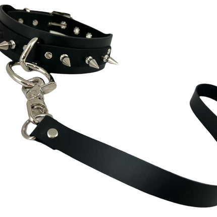 FCK135LEASH SPIKE O RING BIONDAGE LEASH COLLAR
